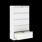 ZUN 5 Drawer Metal Lateral File Cabinet , White Filing Cabinet with Lock, Lockable File Cabinet for Home 14430594