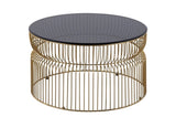 CT901 Modern Contemporary Metal Nested base and Tinted tempered glass top material 30" Coffee Table, B009P306192