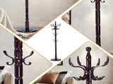 Freestanding Wooden Coat Rack, Vintage Natural Birch Wood Coat Tree with Hooks, Sturdy Hall Tree for 82778419