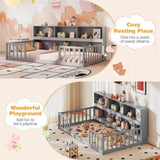 Versatile Floor Bed with Bookcase - Gray 75929097