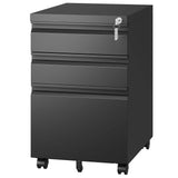 ZUN 3 Drawer Mobile File Cabinet with Lock,Metal Filing Cabinets for Home Office Organizer 40267990