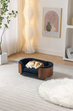 ZUN Scandinavian style Elevated Dog Bed Pet Sofa With Solid Wood legs and Walnut Bent Wood Back, W794125923