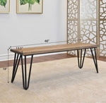 ZUN Aryven Industrial Wood Dining Bench, Rustic Dark Pine Finish T2574P164623