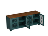 Elegant European Antique Style 4-Door Cabinet with Tempered Glass Doors,for Dining Room,Living W757P232700