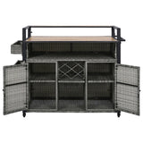 K&K 52.8"W Wicker Outdoor Grill Cart with Extended Plastic Wood Table Top, Rolling Kitchen Island on N707P233747G