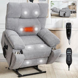 Grey Heat Massage Dual Motor Infinite Position Up to 350 LBS Large Electric Power Lift Recliners W1803P264031
