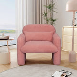 Stylish and Minimalist Teddy Fleece Single Sofa Chair with Arms and Pillow, Armchair, Accent Chair W1716P196472