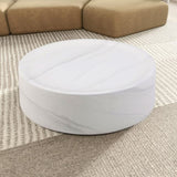 ZUN 31.49'' Round coffee table,Sturdy Fiberglass table for Living Room, White, No Need Assembly.WHITE W876P154744