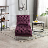COOMORE Velvet Chaise Lounge Indoor,Button-Tufted Upholstered Chaise Lounge Chair with Pillow for W39538679