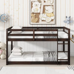 ZUN Solid Wooden, Solid Rubber Wooden Twin over Twin Loft Bed with Ladder, with Bed Platform of W504P191669