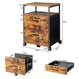 ZUN Dark brown with black density board, 2 compartments, wooden filing cabinet, suitable for 35977684