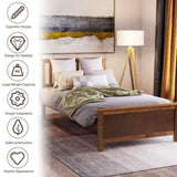 Twin Size Wood Platform Bed with Headboard,Footboard and Wood Slat Support, Walnut WF191769AAD