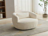 34.25 "Wide Upholstered Corduroy 360&deg Swivel Barrel Soft Accent Chair with Pillow, Circular W3118P253970