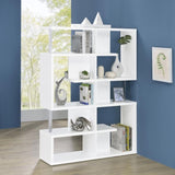 White and Chrome 5-Tier Geometric Bookcase B062P153839