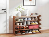 5 Tier Bamboo Shoe Rack, Free Standing Shoe Storage Organizer with Wood Grain Finish, Space Saving 65104641
