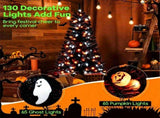 4.5 FT Pre-Lit Black Halloween Tree with 65 Ghost Cold White Lights & 65 Pumpkin Orange Lights, 04349975
