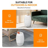 9.4" Steel Patio End Table, Round Hollow Drum Side Table, Accent Table for Indoor and Outdoor, White 56990579