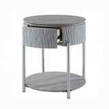 Grey High Gloss and Chrome End Table with Drawer B062P209132