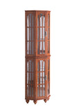 Corner Curio Cabinet with 4 Adjustable Tempered Glass Shelves and Lighting System, Solid Wood W1693P216949