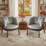 Velvet Accent Chair Barrel Chair with Metal Legs Modern Comfy Armchair Accent Reading Chair for 93829175