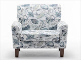 Patterned Polyester Blend Armchair, Solid Birch Wood Frame with Brown Tapered Legs, Foam Padded 81936678