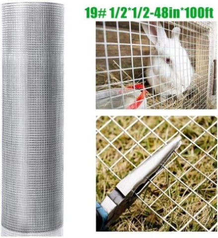 ZUN 48inx100ft 1/2 in 19 Gauge Hardware Cloth Welded Cage Chicken Fence mesh Rolls Square Chicken 03766435