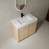 36" Freestanding Bathroom Vanity with White Resin Sink & 2 Soft-Close Cabinet Doors W999P239161