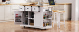K&K 53inch Large Island with Drop Leaf, Power Outlet, Door Internal Storage Rack, Rolling N707P185531W