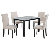 Faux Marble 5-Piece Dining Set Table with 4 Thicken Cushion Dining Chairs Home Furniture, 01666877