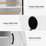 Modern Farmhouse Wood TV Stand for TVs up to 58 inches, with Sliding Barn Doors, 3 Adjustable T3685P342917