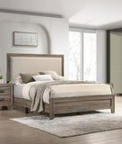 Grey Finish Fabric Upholstered Headboard Tufted Nailhead Trim 1pc Twin Size Youth Kids Panel Bed B011P173511