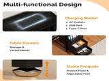 3-Drawer 4-Shelf P2 Particleboard Iron Pipe Computer Desk with Power Strip 61492836