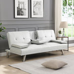 ZUN Sofa Bed with Armrest two holders WOOD FRAME, STAINLESS LEG, FUTON WHITE PVC W2297P164962