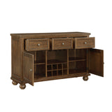 Cherry Finish Traditional Style 1pc Server of Drawers Storage Cabinet w Adjustable Shelf 8-Bottle B011113352