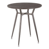 Clara Industrial Round Dinette Table in Antique Metal and Espresso Wood-Pressed Grain Bamboo by B202P223323