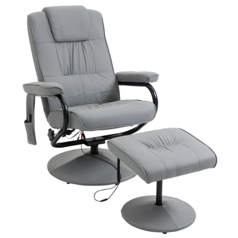 ZUN Gray massage chair with footstool, vibration massage recliner with remote control,Office 81162941
