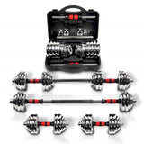44Lbs Adjustable Dumbbell Set With 3 in 1 Dumbbell Barbell Metal Connecting Rod, Chromed Weights, 95222236