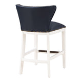 Macon Midnight Blue Faux Leather and White Wood Counter Stool B050P364431