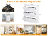 Shoe Cabinet for Entryway, White Narrow Shoe Storage Cabinet Flip Down Shoe Rack Wood 3 Tier Shoe 58259899