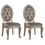 Grey and Antique Silver Tufted Back Side Chairs B062P182711