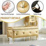 Upholstered Storage Ottoman Bench For Bedroom End Of Bed Faux Leather Rectangular Storage Benches W2268P291485