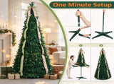 7ft Collapsible Pop Up Christmas Tree Artificial PVC Xmas Tree with Satin Ribbons & Bow Unlit 06550874