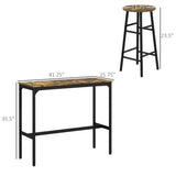 ZUN Bar Table Set for 4, Industrial High Top Table with Bar Stools, 5-Piece Small Kitchen Table and 70906777