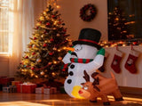 3.5FT Lighted Christmas Inflatable Decoration, Inflatable Snowman and Naughty Reindeer, Funny Blow 66447030