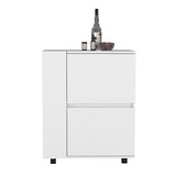 Bar Cart Two Pull-Down Door Cabinets and Two Open Shelves,White B097P167409