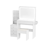 ZUN Vanity table with LED-lit mirror with power outlet and hairdryer shelving, with 4 drawers and W1668P197385