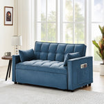 ZUN Sleeper Couch w/Pull Out Bed, 55" Modern Velvet Convertible Sleeper Bed, Small Love seat W1825P179742