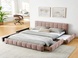 Queen Size Upholstered Bed ,comfortable upholstered bed frame, Chenille fabric, with headboard and W487P235284