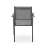 Outdoor Modern Aluminum Dining Chair with Mesh Seat , Gun Metal Gray and Dark Gray 66800.00GRY