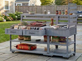 (With Assembly Video) 62.3'' Patio Kitchen Island Solid Wood Kitchen Cart with Stainless N717P417963E